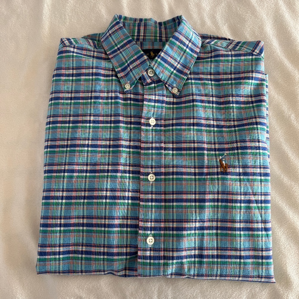 🎉Host Pick🎉 Polo Ralph Lauren Men’s Multi Blue Plaid Button Down Size M